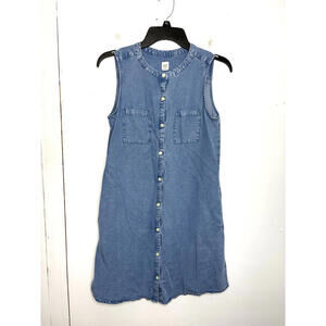 Gap Dress Womens Extra Small Button Up Chambray Crew Neck Country Western